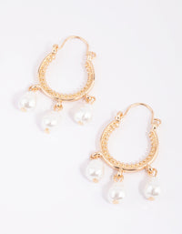 Gold Horseshoe Pearl Hoop Earrings - link has visual effect only