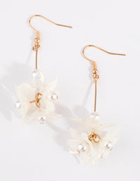 Gold Flower Bar with Pearl Earrings - link has visual effect only