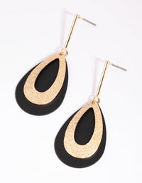 Gold Glitter and Matte Black Teardrop Earrings - link has visual effect only