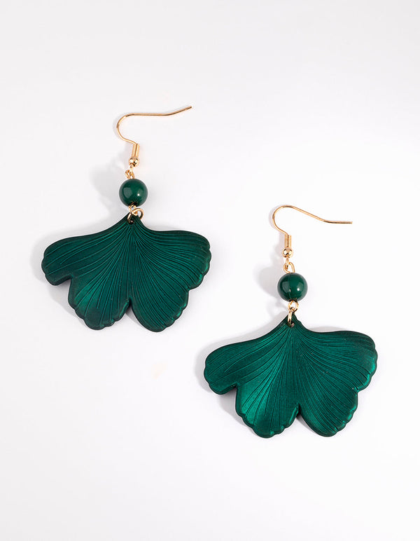 Green Leaf Drop Earrings