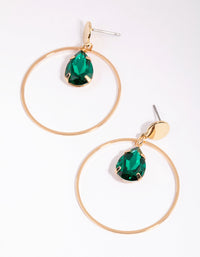 Gold Pear Cut Diamante Open Circle Earrings - link has visual effect only