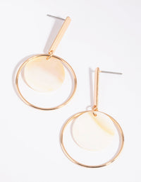 Gold Shell Open Circle Disc Earrings - link has visual effect only
