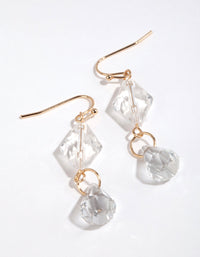 Clear Double Facet Bead Drop Earrings - link has visual effect only