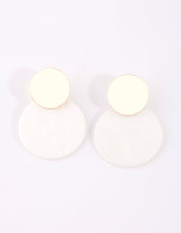 Gold Wave and Shell Disc Drop Earrings - link has visual effect only