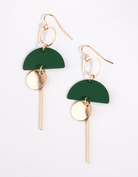 Green Disc and Bar Drop Earrings - link has visual effect only