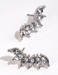 Rhodium Marquise Fan Stud Earrings - link has visual effect only