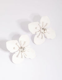 Matte White Flower Stud Earrings - link has visual effect only