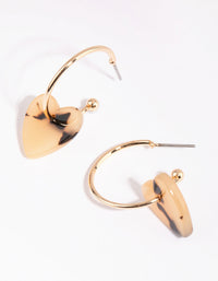 Gold Tortoiseshell Acrylic Heart Open Hoop Earrings - link has visual effect only
