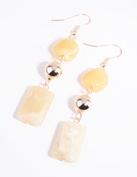 Rose Gold Triple Cream Bead Drop Earrings - link has visual effect only