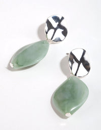 Silver Wave and Mint Bead Drop Earrings - link has visual effect only