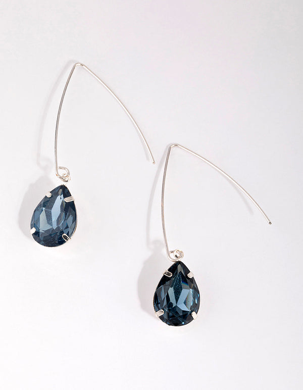 Blue Pear Shaped Diamante Earrings