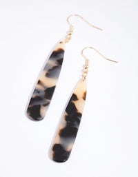 Gold Long Tortoiseshell Acrylic Drop Earrings - link has visual effect only