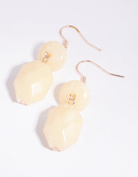 Cream Double Facet Bead Drop Earrings - link has visual effect only