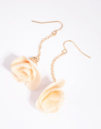 Gold and Cream Fabric Petal Earrings - link has visual effect only
