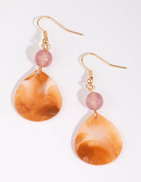 Brown Beaded Huggie Hoop Earrings - link has visual effect only