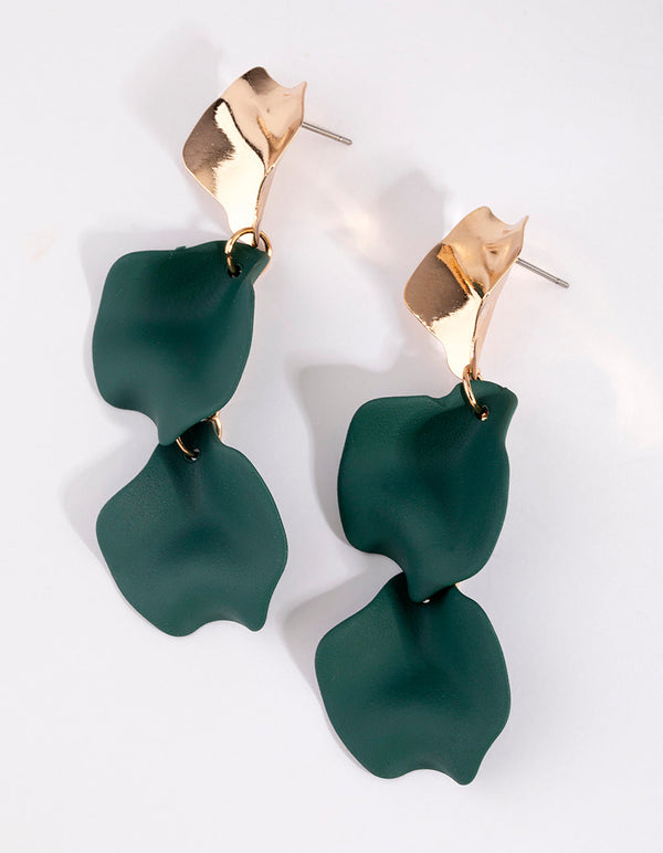 Teal Petal Drop Earrings
