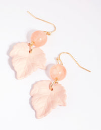 Pink Ball and Leaf Drop Earrings - link has visual effect only