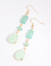 Mint Mixed Shape Triple Bead Drop Earrings - link has visual effect only