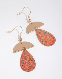 Gold Dome and Glitter Teardrop Earrings - link has visual effect only