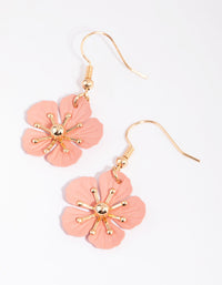 Matte Pink Flower Drop Earrings - link has visual effect only
