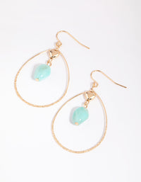 Gold Open Teardrop and Turquoise Facet Bead Earrings - link has visual effect only