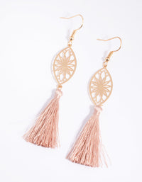 Blush Tassel and Flower Disc Drop Earrings - link has visual effect only
