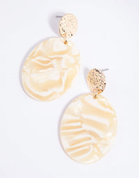 Neutral Swirled Acrylic and Textured Disc Earrings - link has visual effect only
