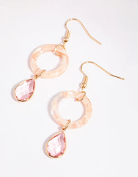 Pink Teardrop and Acrylic Open Circle Drop Earrings - link has visual effect only