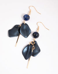 Gold and Navy Petal Drop Earrings - link has visual effect only