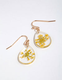 Yellow Pear Shaped Trapped Flower Earrings - link has visual effect only