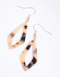 Tortoiseshell Acrylic Diamond Drop Earrings - link has visual effect only