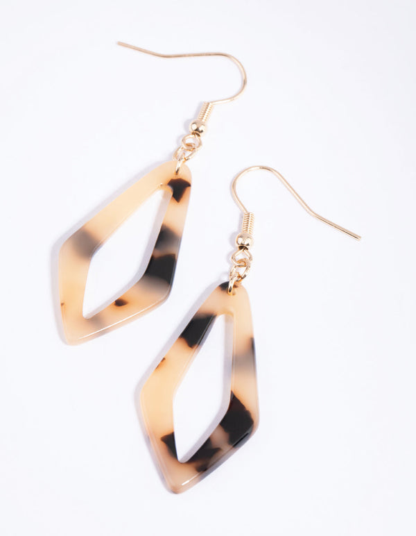 Tortoiseshell Acrylic Diamond Drop Earrings
