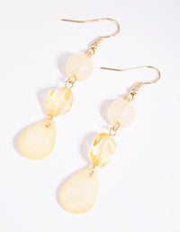 Yellow Triple Bead Drop Earrings - link has visual effect only