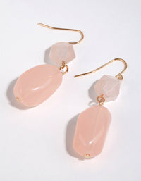 Gold Long Facet Bead Drop Earrings - link has visual effect only