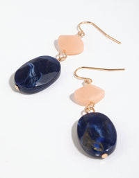 Navy Double Facet Bead Drop Earrings - link has visual effect only