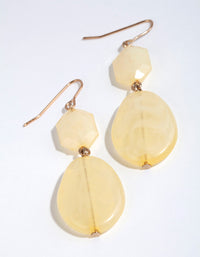 Gold Double Facet Bead Drop Earrings - link has visual effect only
