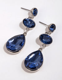 Rhodium Graduated Diamante Drop Earrings - link has visual effect only