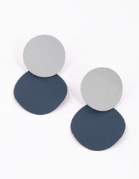 Matte Blue Coin Drop Earrings - link has visual effect only