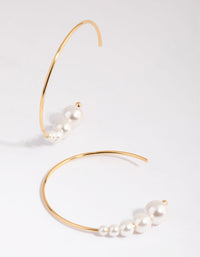 Gold Plated Sterling Silver Fine Pearl Hoop Earrings - link has visual effect only