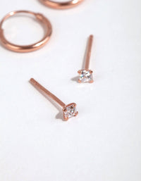Rose Gold Plated Sterling Silver Pear and Square Earring Pack - link has visual effect only