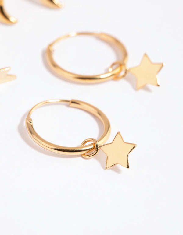 Gold Plated Sterling Silver Sky Motif Earring Pack