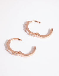Rose Gold Plated Sterling Silver Baguette Huggie Earrings - link has visual effect only