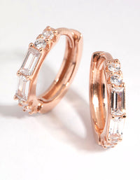 Rose Gold Plated Sterling Silver Baguette Huggie Earrings - link has visual effect only