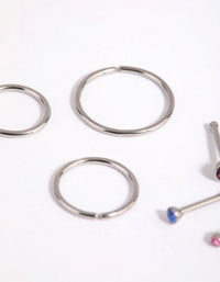 Surgical Steel Graduated Stud and Hoop Nose Stud and Ring Pack - link has visual effect only
