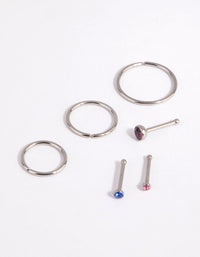 Surgical Steel Graduated Stud and Hoop Nose Stud and Ring Pack - link has visual effect only