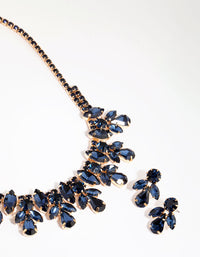 Blue Glamorous Diamante Necklace and Earrings Set - link has visual effect only