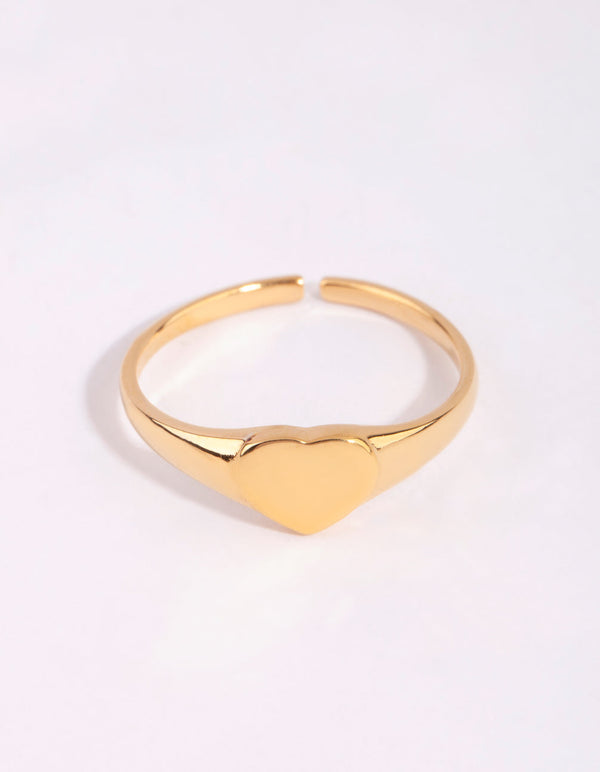 Gold Plated Sterling Silver Heart Signet Ring