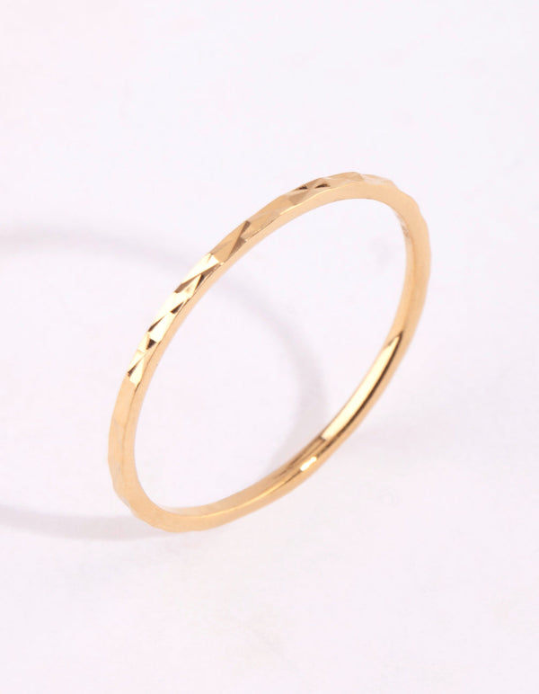 Gold Plated Sterling Siler Diamond Cut Ring