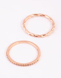 Rose Gold Plated Sterling Silver Diamante Ring Set - link has visual effect only