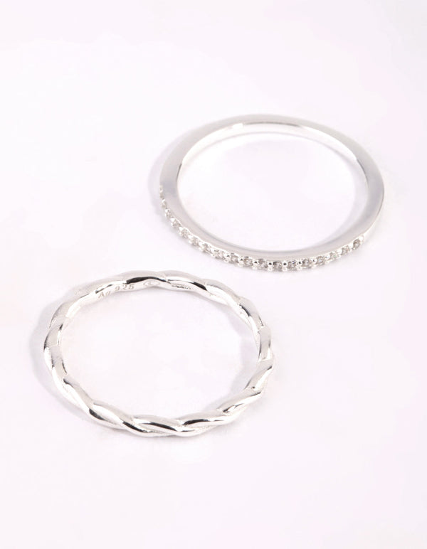 Sterling Silver Cubic Zirconia Ring Set